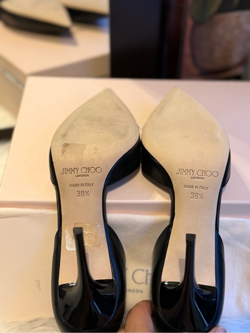 🌸Jimmy Choo Addison Black Leather D'Orsay Pointed-Toe Stiletto Heels🌸 - Picture 10 of 15